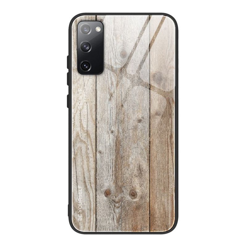 Hoesje voor Samsung Galaxy S20 FE Grijs Zwart Designglas Van Gehard Hout