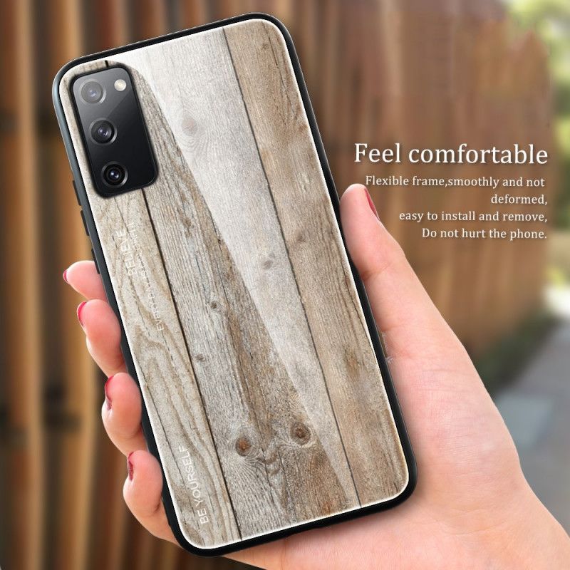 Hoesje voor Samsung Galaxy S20 FE Grijs Zwart Designglas Van Gehard Hout