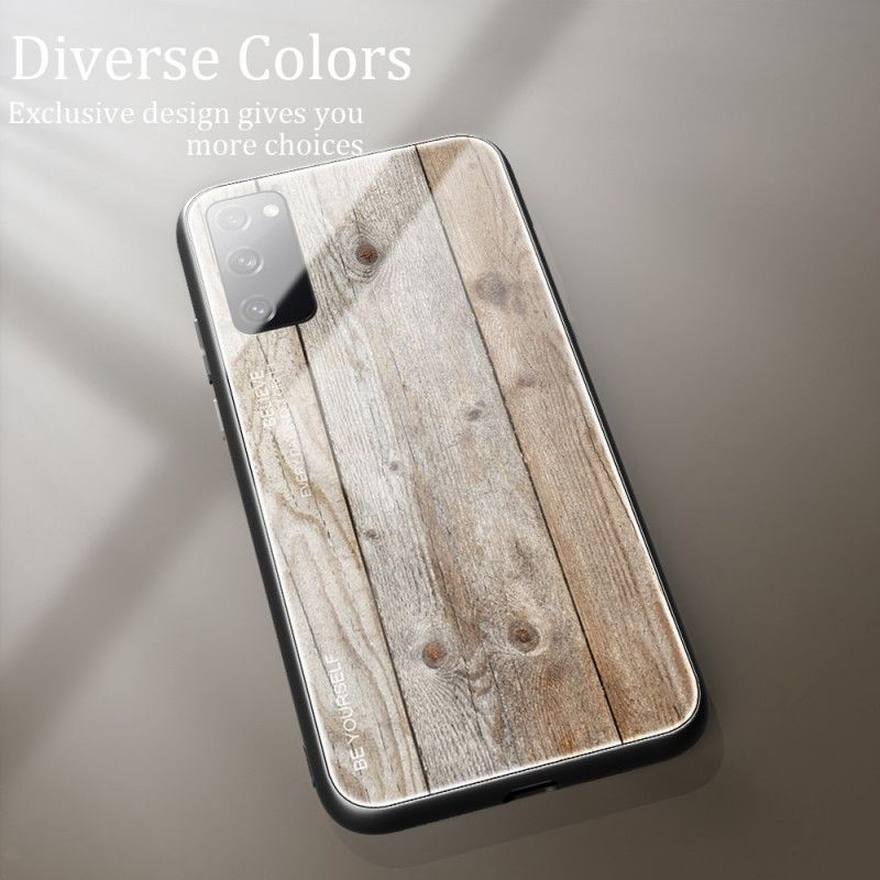 Hoesje voor Samsung Galaxy S20 FE Grijs Zwart Designglas Van Gehard Hout