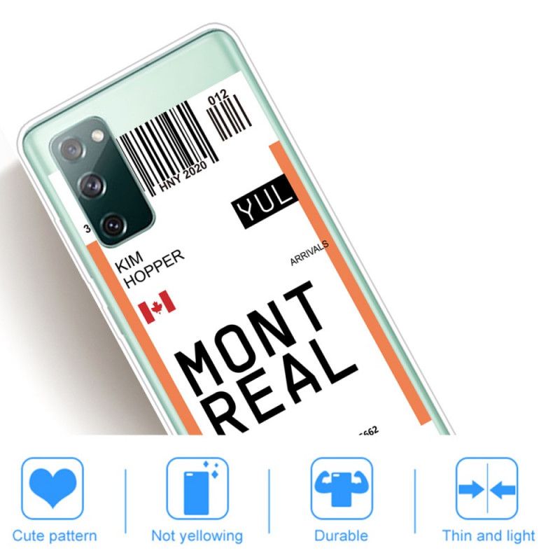 Hoesje voor Samsung Galaxy S20 FE Instapkaart Naar Montreal