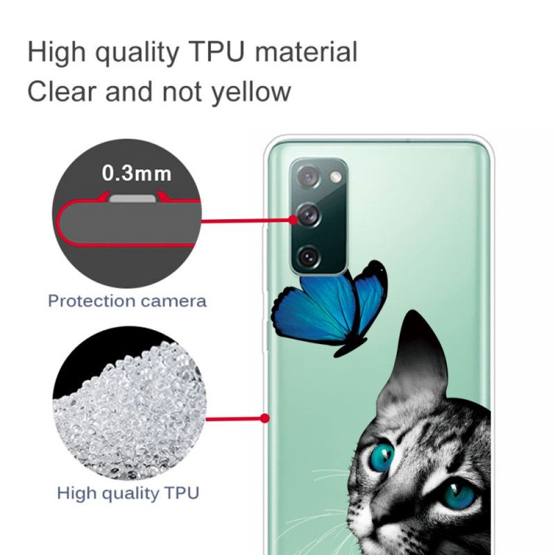 Hoesje voor Samsung Galaxy S20 FE Kat En Vlinder