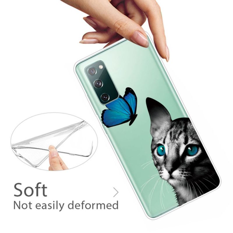 Hoesje voor Samsung Galaxy S20 FE Kat En Vlinder