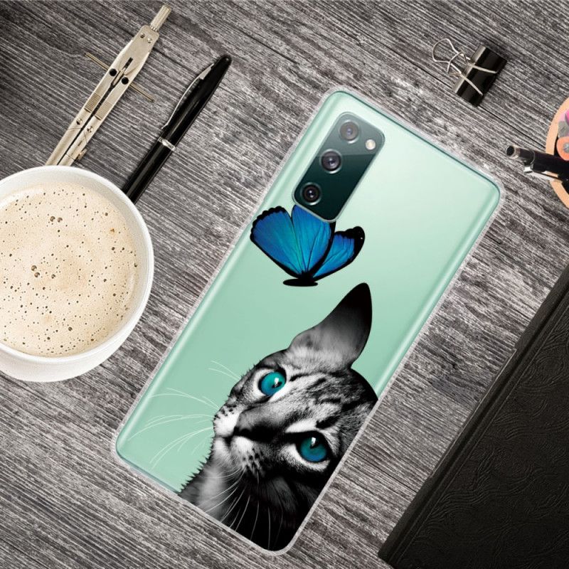 Hoesje voor Samsung Galaxy S20 FE Kat En Vlinder