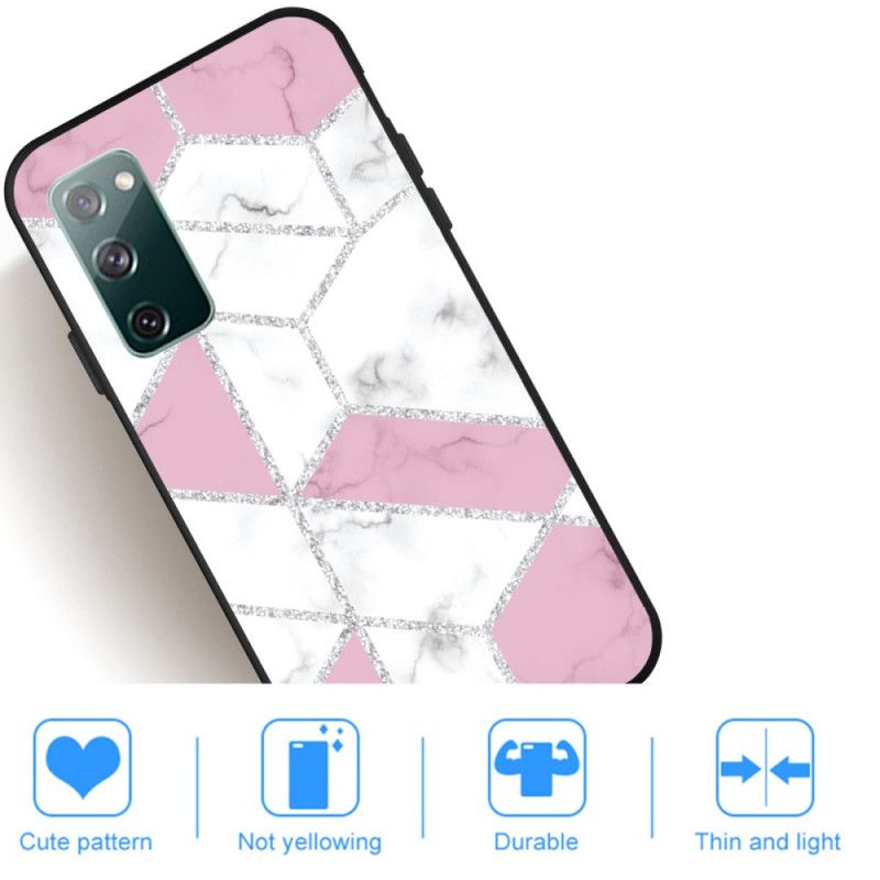 Hoesje voor Samsung Galaxy S20 FE Roze Wit Marmeren Glitter
