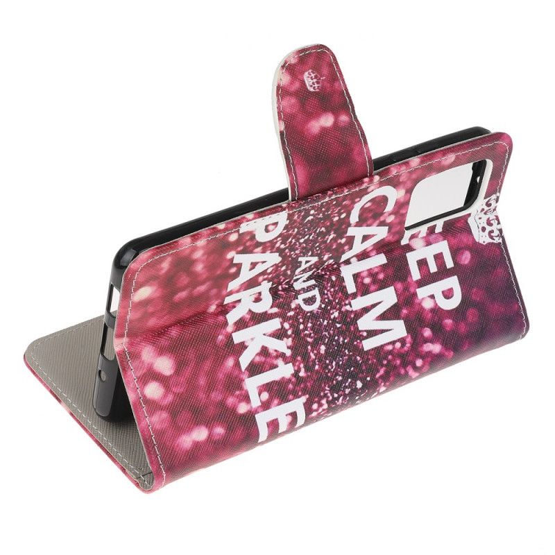 Leren Hoesje Samsung Galaxy S20 FE Blijf Kalm En Sprankelend