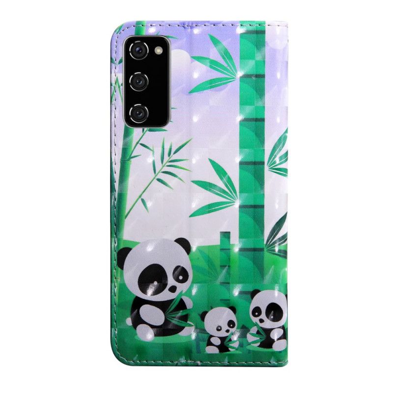 Leren Hoesje Samsung Galaxy S20 FE Panda'S Familie