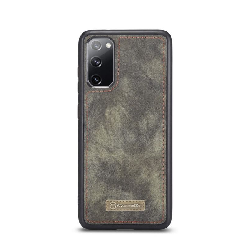 Leren Hoesje Samsung Galaxy S20 FE Rood Grijs Bijv. Afneembare Kuip