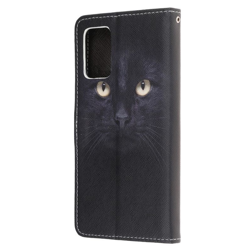 Leren Hoesje Samsung Galaxy S20 FE Zwarte Kattenogen Met String