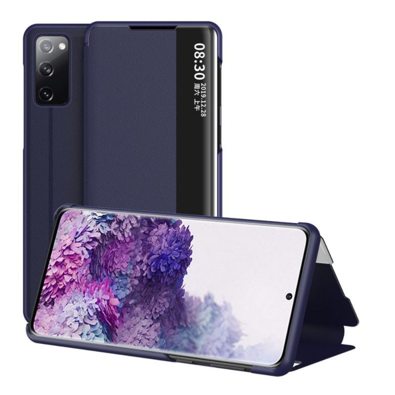 Zichtomslag Samsung Galaxy S20 FE Rood Zwart Kunstleer Met Textuur