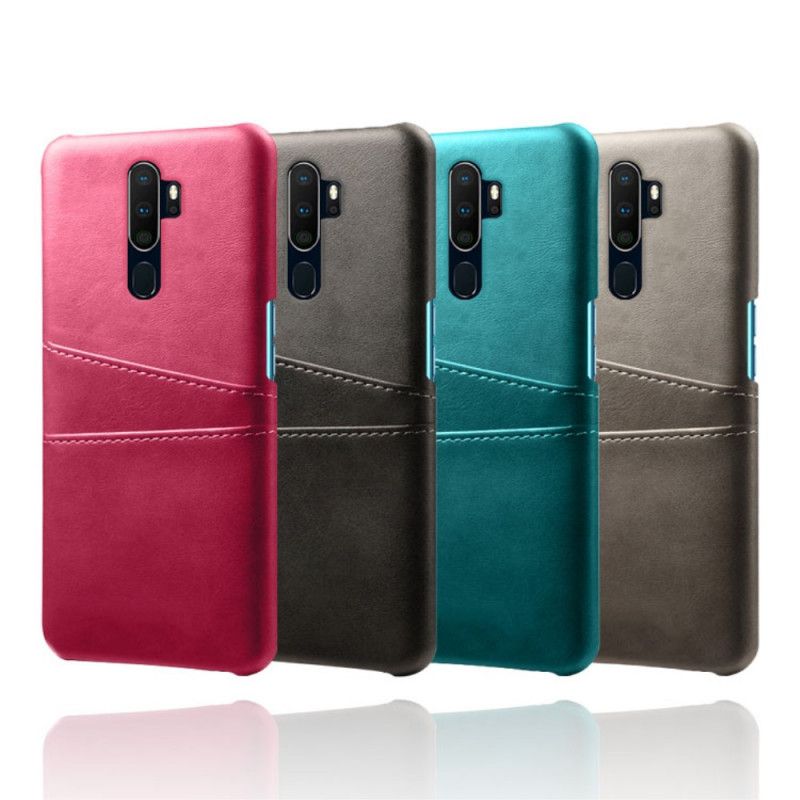 Hoesje Oppo A9 2020 Turkoois Zwart Kaarthouder