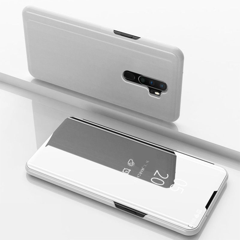 Zichtafdekking Oppo A9 2020 Donkerblauw Zwart Spiegel En Kunstleer
