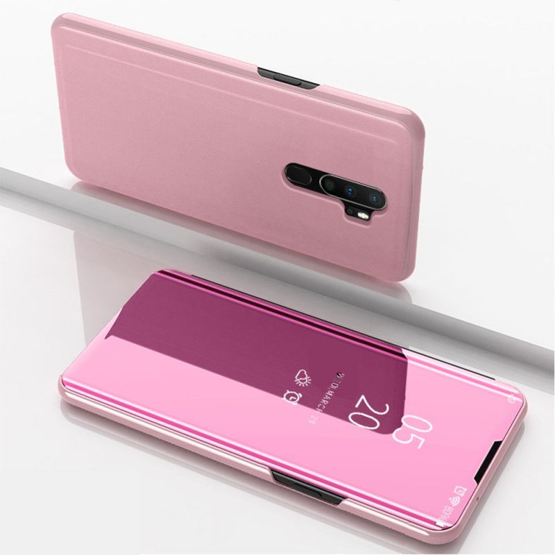 Zichtafdekking Oppo A9 2020 Donkerblauw Zwart Spiegel En Kunstleer
