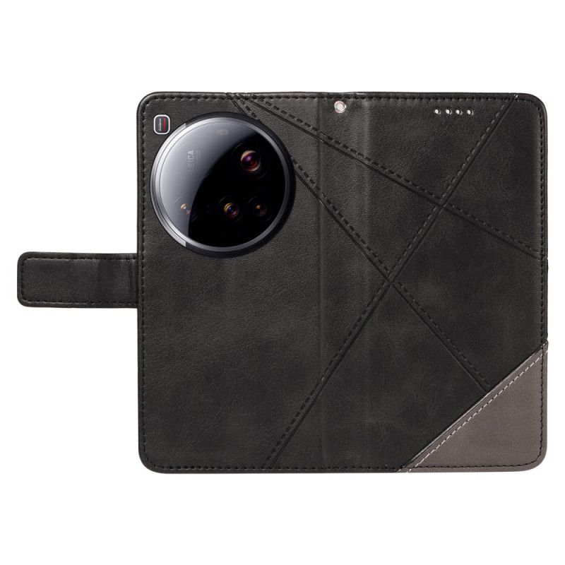 Flip Case Leren Xiaomi 15 Ultra Geometrisch Ontwerp