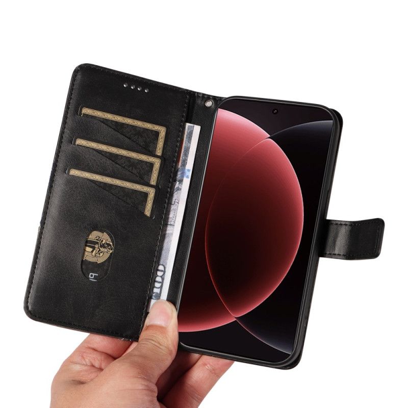 Flip Case Leren Xiaomi 15 Ultra Geometrisch Ontwerp