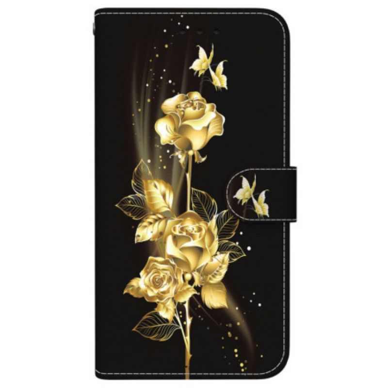 Folio-hoesje Xiaomi 15 Ultra Gouden Rozen En Vlinders