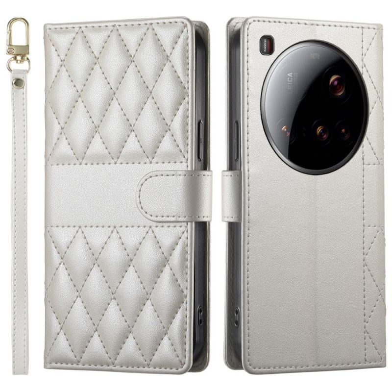 Folio-hoesje Xiaomi 15 Ultra Telefoonhoesje Gewatteerd Met Band En Schouderband