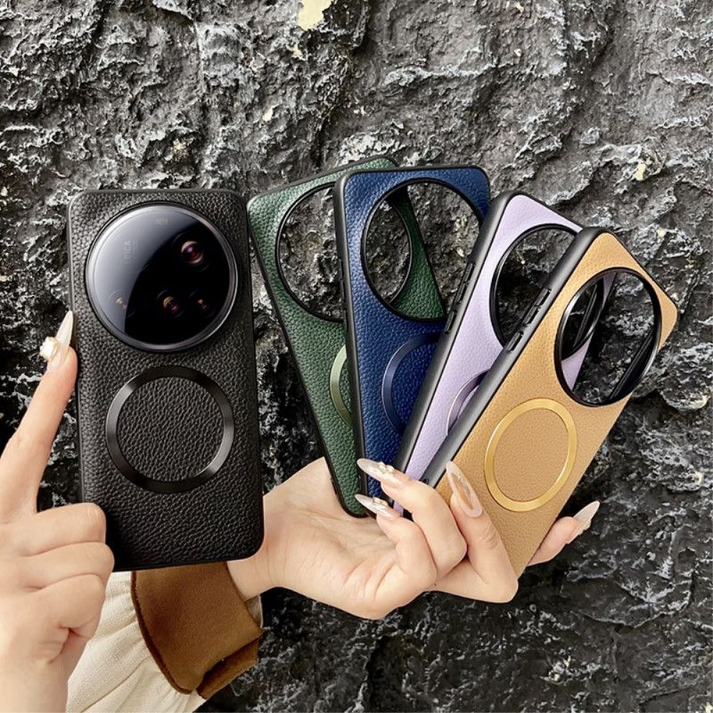 Hoesje Xiaomi 15 Ultra Compatibel Met Magsafe Lychee Leerlook Bescherming Hoesje