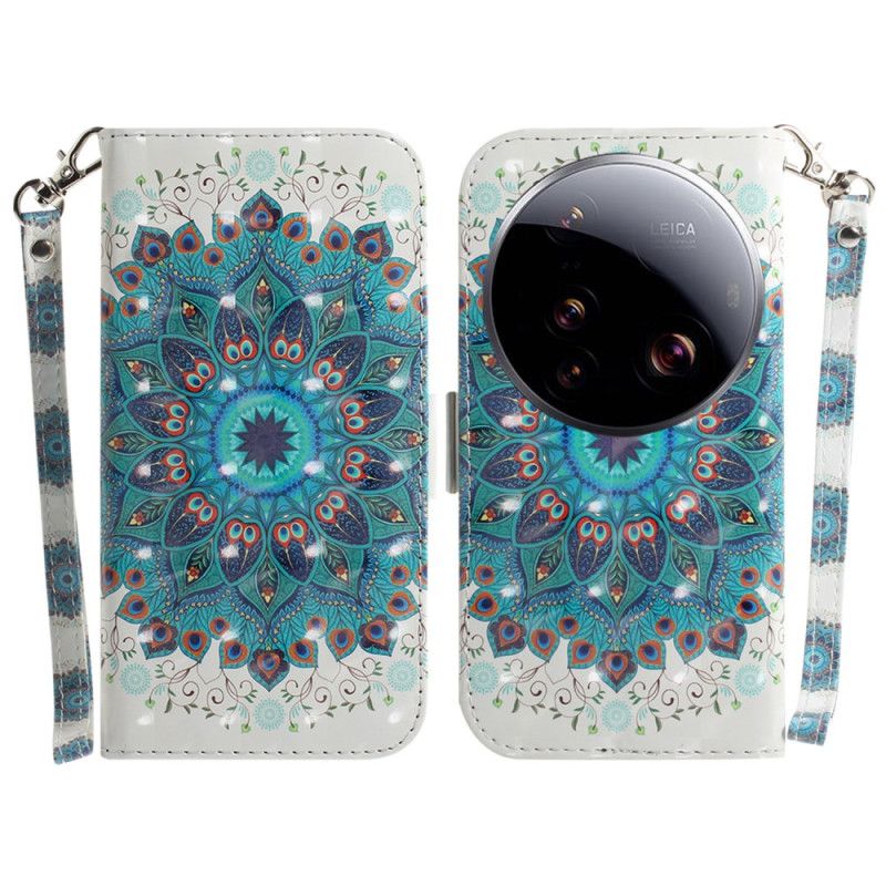 Leren Hoesje Voor Xiaomi 15 Ultra Groene Mandala Met Sleutelkoord