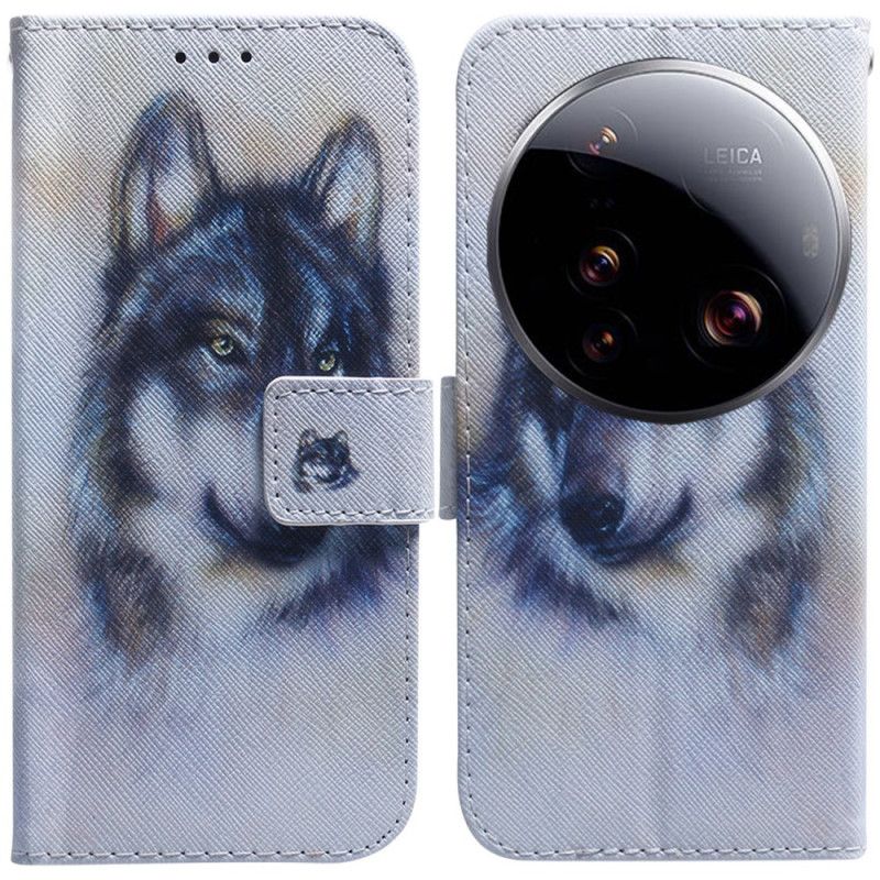 Leren Hoesje Voor Xiaomi 15 Ultra Wolf In Aquarel