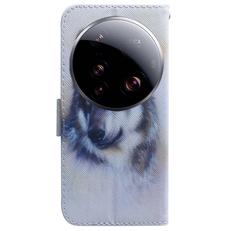 Leren Hoesje Voor Xiaomi 15 Ultra Wolf In Aquarel