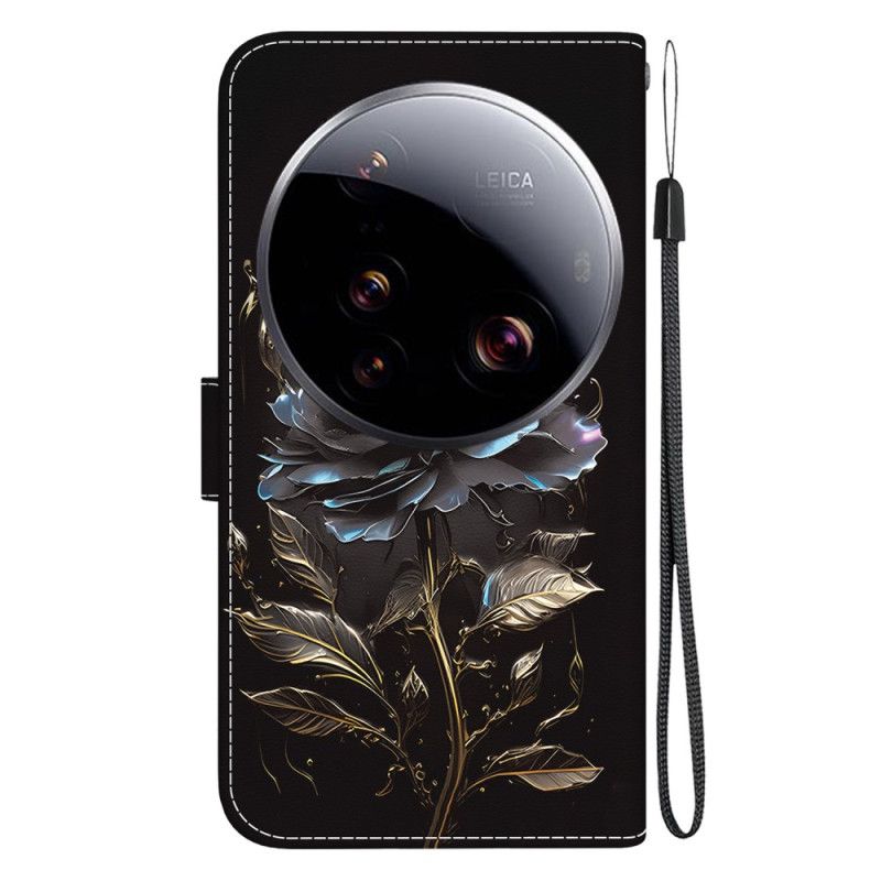 Leren Hoesje Voor Xiaomi 15 Ultra Zwarte Roos