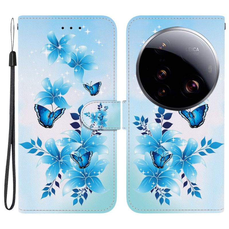 Leren Hoesje Xiaomi 15 Ultra Bloemenvlinders Bescherming Hoesje