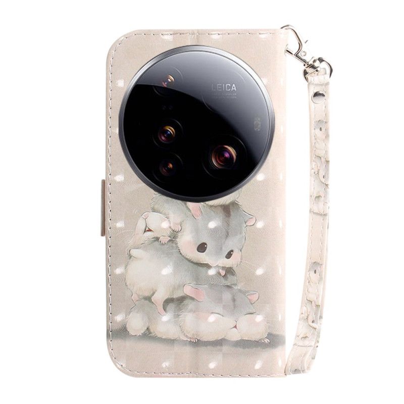 Leren Hoesje Xiaomi 15 Ultra Hamsters Met Sleutelkoord Bescherming Hoesje