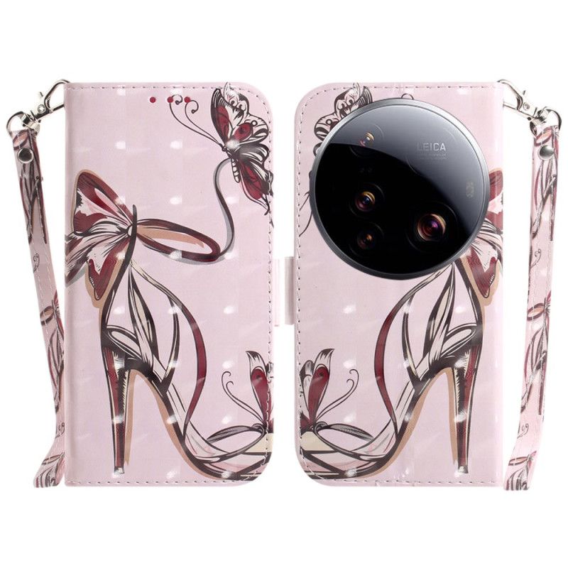 Leren Hoesje Xiaomi 15 Ultra Hoge Hakken Met Sleutelkoord Bescherming Hoesje