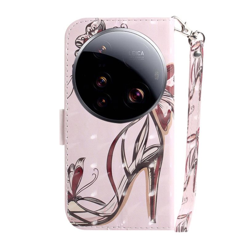 Leren Hoesje Xiaomi 15 Ultra Hoge Hakken Met Sleutelkoord Bescherming Hoesje