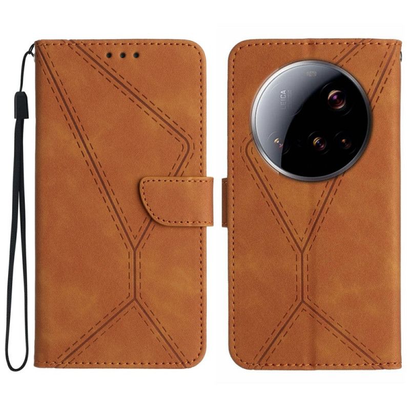 Leren Hoesje Xiaomi 15 Ultra Lijnen En Strepen Bescherming Hoesje