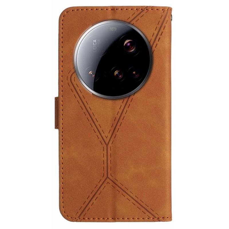 Leren Hoesje Xiaomi 15 Ultra Lijnen En Strepen Bescherming Hoesje