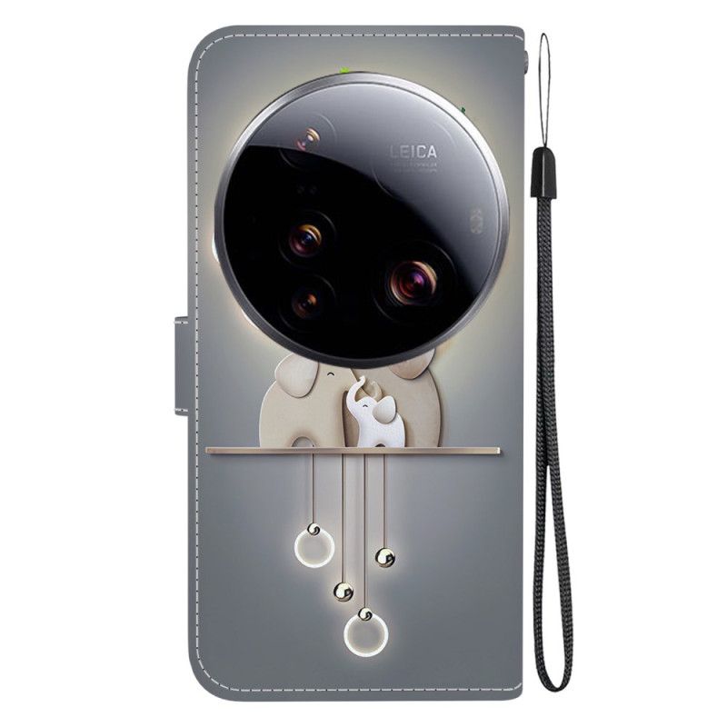 Leren Hoesje Xiaomi 15 Ultra Olifant Met Patroon Bescherming Hoesje