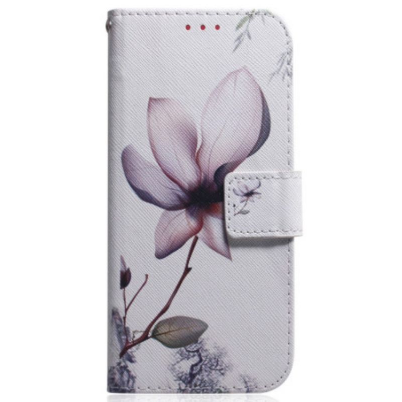 Leren Hoesje Xiaomi 15 Ultra Roze Bloem Bescherming Hoesje