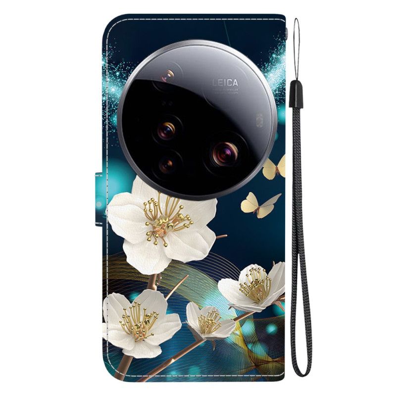 Leren Hoesje Xiaomi 15 Ultra Wit Magnolia's Bescherming Hoesje