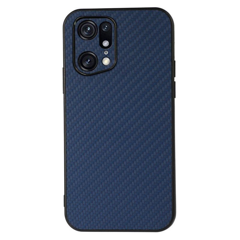 Hoesje voor Oppo Find X5 Pro Koolstofvezeltextuur Met Leereffect