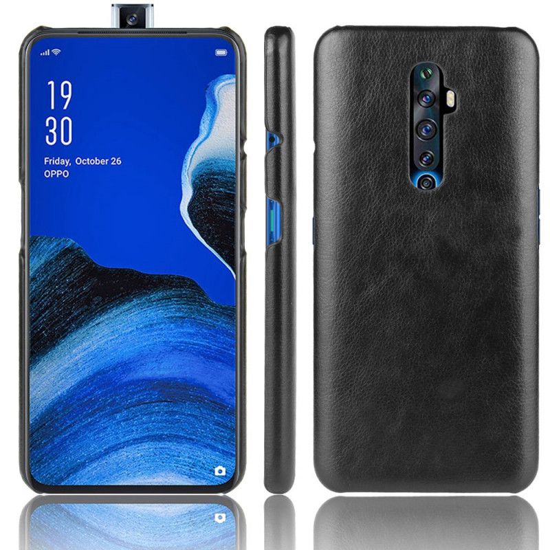 Hoesje Oppo Reno 2Z Grijs Zwart Lychee Leereffect