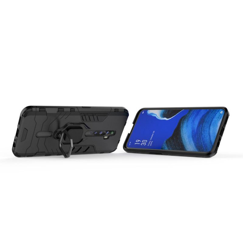Hoesje voor Oppo Reno 2Z Rood Zwart Resistente Ring