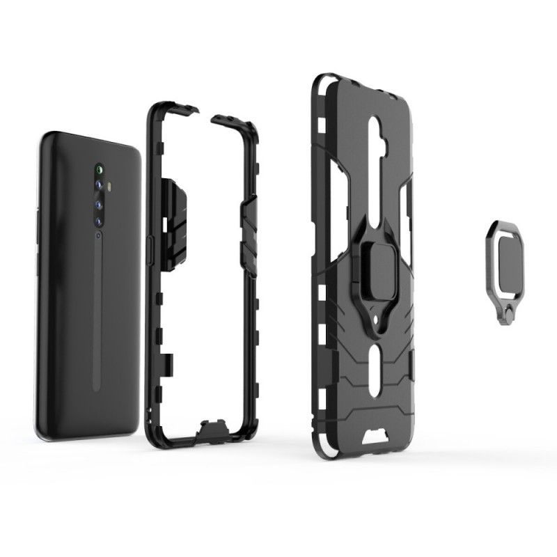 Hoesje voor Oppo Reno 2Z Rood Zwart Resistente Ring