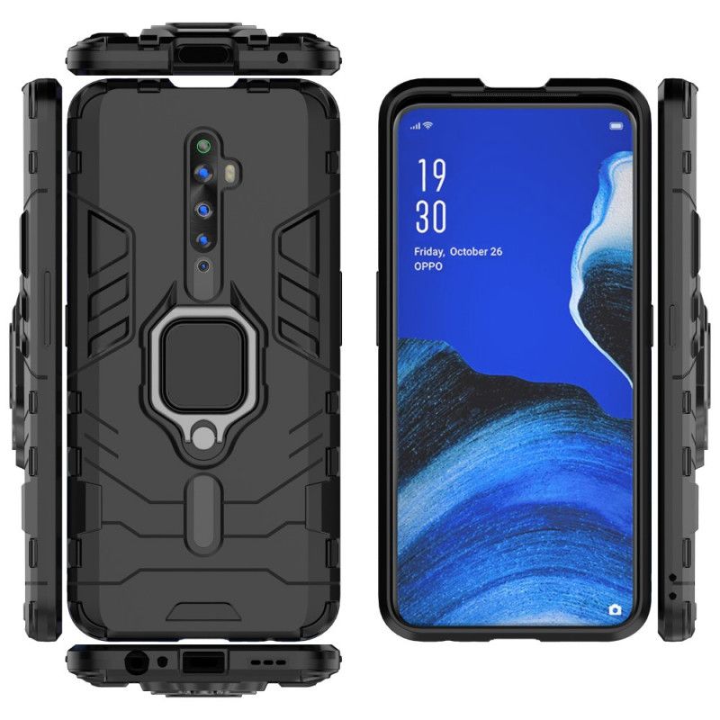 Hoesje voor Oppo Reno 2Z Rood Zwart Resistente Ring