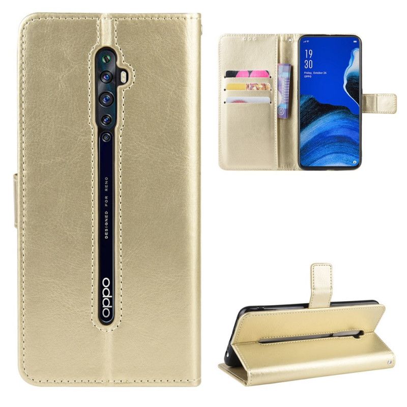 Leren Hoesje Oppo Reno 2Z Rood Zwart Flitsend Kunstleer