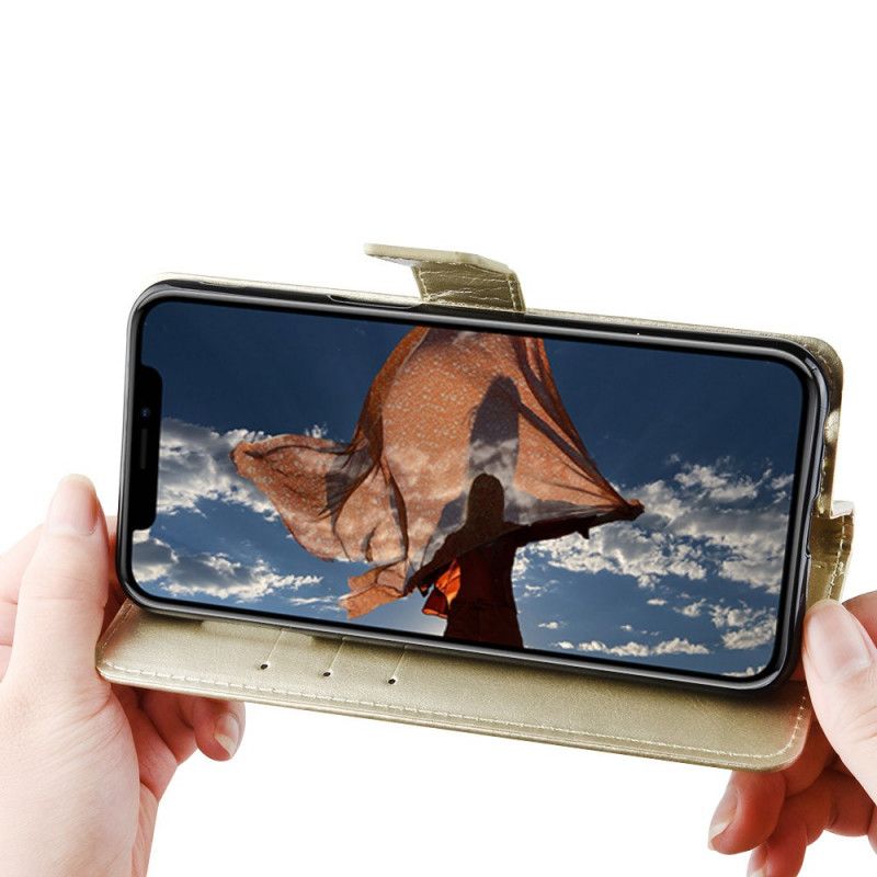 Leren Hoesje Oppo Reno 2Z Rood Zwart Flitsend Kunstleer