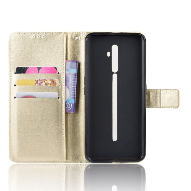 Leren Hoesje Oppo Reno 2Z Rood Zwart Flitsend Kunstleer