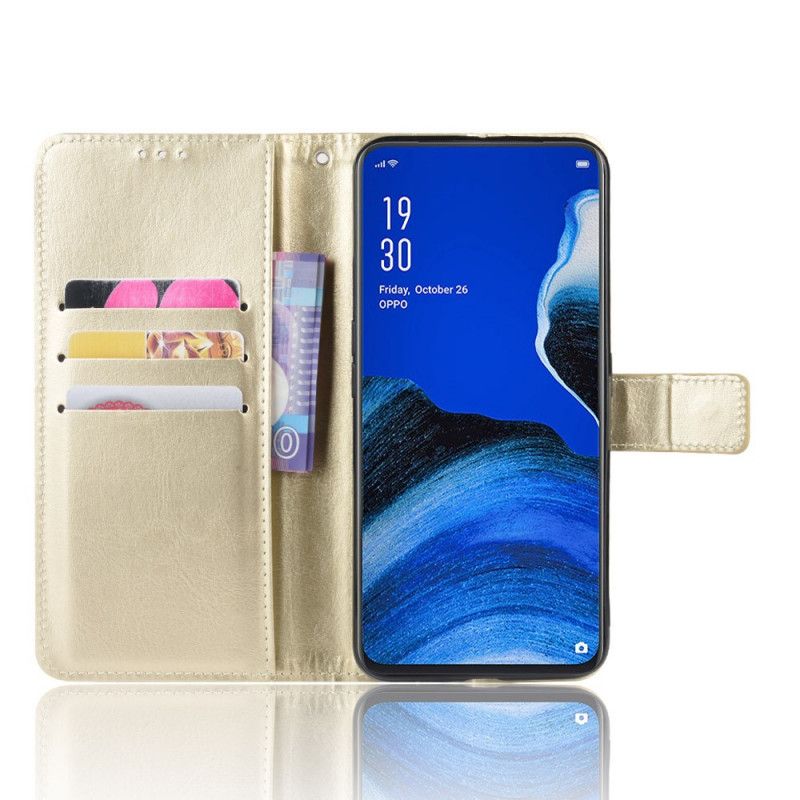 Leren Hoesje Oppo Reno 2Z Rood Zwart Flitsend Kunstleer