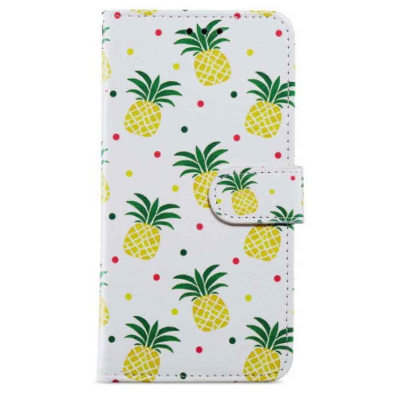 Folio-hoesje voor iPhone 15 Met Ketting Ananas Met Bandje