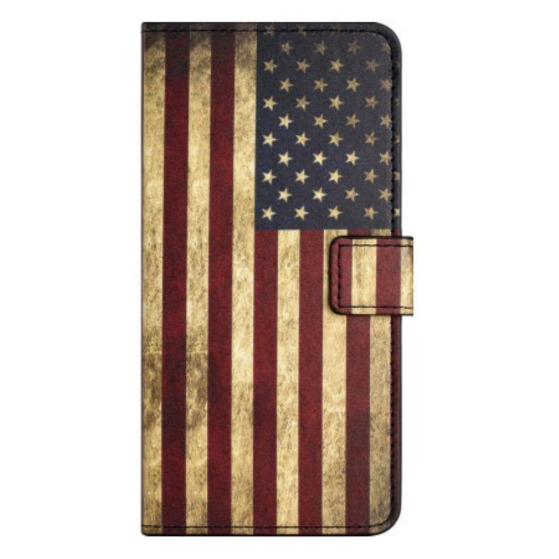 Folio-hoesje voor iPhone 15 Vintage Amerikaanse Vlag