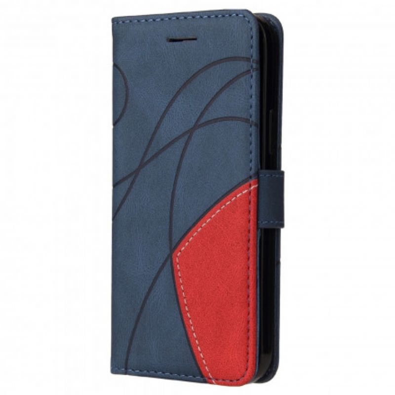 Folio-hoesje Motorola Edge 20 Lite Signature Tweekleurig Kunstleer