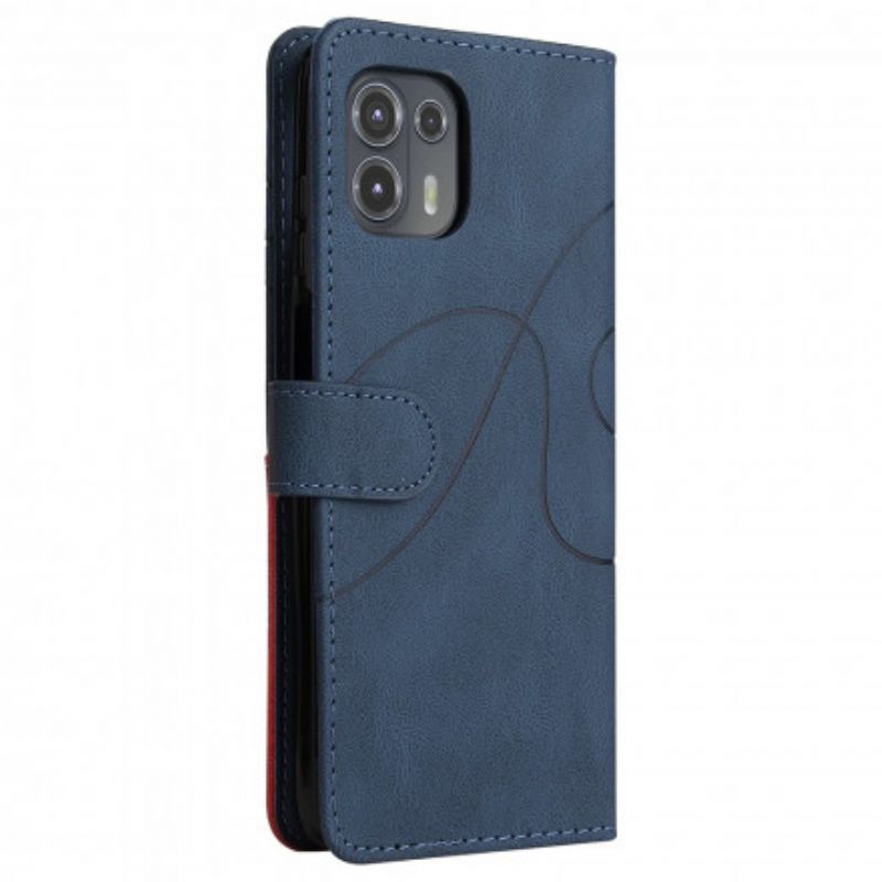 Folio-hoesje Motorola Edge 20 Lite Signature Tweekleurig Kunstleer