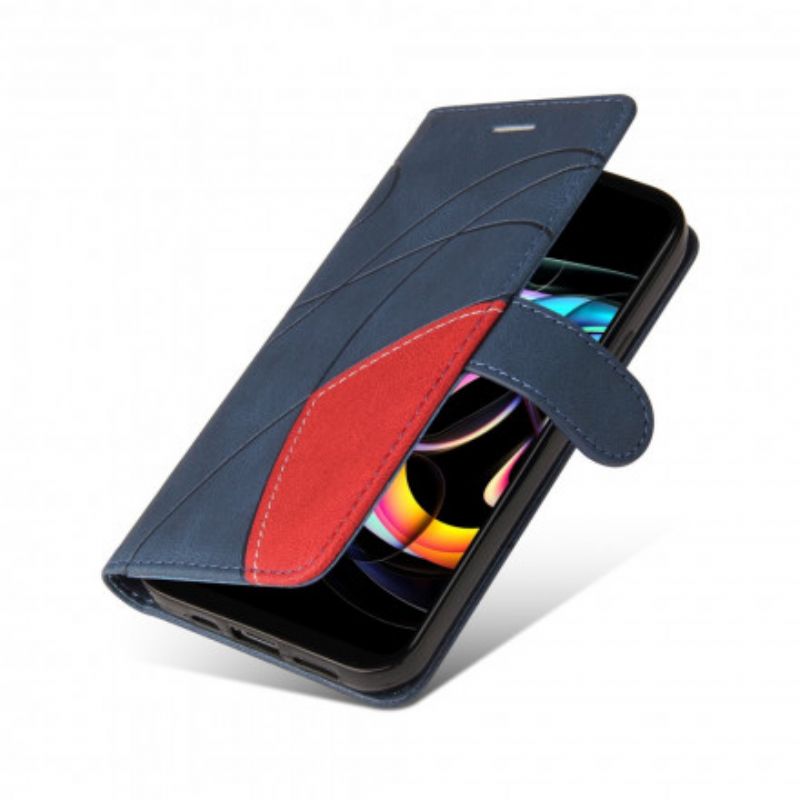 Folio-hoesje Motorola Edge 20 Lite Signature Tweekleurig Kunstleer