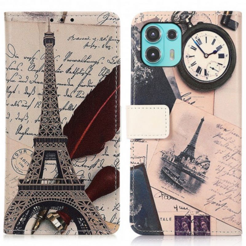 Folio-hoesje Motorola Edge 20 Lite Telefoonhoesje Eiffeltoren Van De Dichter
