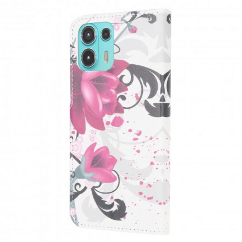 Folio-hoesje Motorola Edge 20 Lite Tropische Bloemen